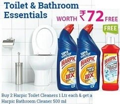 Buy any Two Harpic Cleaner (1 Ltr each) and Get Harpic bathroom Cleaner worth Rs.72/- Free @ Bigbasket