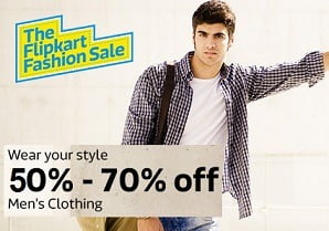 Flipkart Fashion Sale: Minimum 50% Off on Men’s Best Brand Clothing + 10% Extra off with SBI Cards