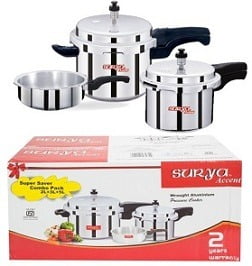 SuryaAccent Super Saver combo pack 5 L, 3 L, 2 L Pressure Cooker for Rs.1140 @ Flipkart