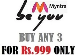 Men’s / Women’s Clothing, Footwear & Accessories – Buy any 3 for Rs.999 Only @ Myntra