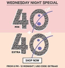 Wednesday Night Special : Min 40% Off + Extra 40% Off on Men & Women Clothing