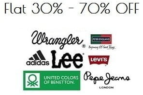 Flat 30% - 80% Off on Wrangler, Pepe, Lee & more Clothing