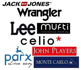 Best Selling Men Clothing Brands (Jack & Jones, Lee, Celio, Mufti, Wrangler, John Players, Monte Carlo, Parx) Flat 50% - 80% Off