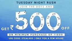 Myntra Tuesday Night Rush: Up to 90% Off + Flat Rs.500 Off on Rs.1999