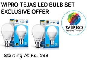 Wipro Tejas 9 Watt (Pack of 6) LED Bulb- Cool Day Light for Rs.479 @ Flipkart