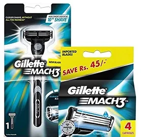 Gillette mach 3 manual shaving razor blades 4s pack and Mach 3 Razor 1