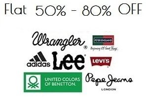 Lee, Levis, Wrangler, Pepe & more Branded Clothing: Flat 50% – 80% off @ Flipkart