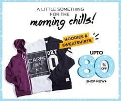 Myntra: Up to 80% Off on Sweatshirts & Hoodies