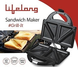 Lifelong 116 Stainless Steel Triangle Plate Toast Sandwich Maker for Rs.699 @ Amazon
