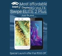 Flat Rs.1000 Off on Swipe Elite 2 Plus (8 GB, 4G VOLTE) for Rs.3999 @ Flipkart