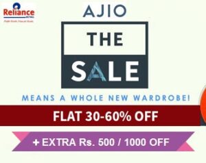 The Handpicked Sale @ AJIO: Up to 60% Off + Extra Rs.500 off on Rs.1999 or more | Extra Rs.1000 off on Rs.2999 or more