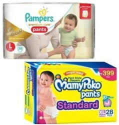 Baby Diapers (Mamy Poko Huggies & Pampers) – Min 40% off @ Flipkart