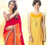 Min 60% Off - Up to 83% Off on Womens Ethnic Dresses (Saree, Salwar, Kurta & Dupatta)