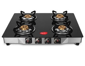 Pigeon Ultra Glass, Stainless Steel Gas Stove 4 Burners for Rs.2999 @ Flipkart