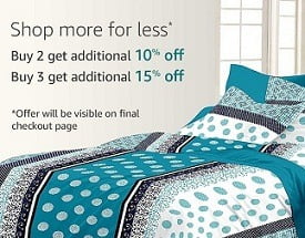 Home Furnishing (Bed Sheets, Blankets & more) – Up to 69% Off + Buy 2 Get 10% Extra Off | Buy 2 Get 15% Extra Off @ Amazon