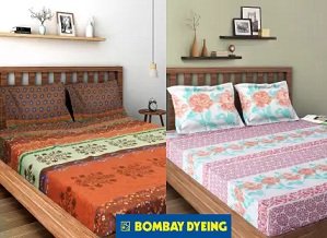 Bombay Dyeing Cotton Double Bedsheets - Minimum 40% Off