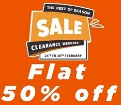 Season Clearance Sale: Flat 50% Off on Big Brands (Clothing, Footwear, Accessories)