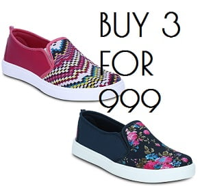 Steal Deal: Buy 3 Canvas Plimsoll Women’s Shoes for Rs. 999 (Free Home Delivery)