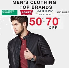 Top Brands Mens Clothing Flat 50% – 70% Off