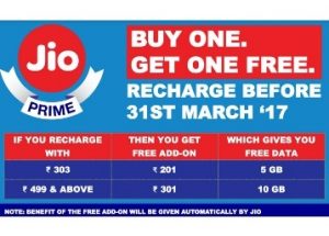 Reliance Jio ‘Buy One Get One Free’ recharge offer for Prime users