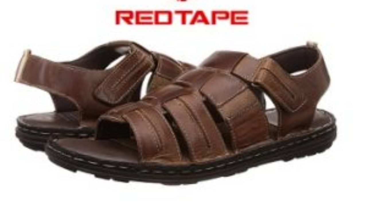 red tape leather sandals