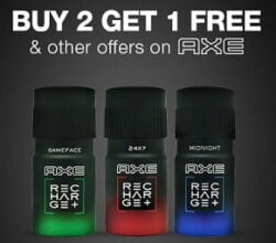 Axe Deodorant – Buy 2 Get 1 FREE Offer for Rs.390 – Amazon