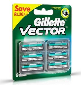 Gillette Vector Plus Manual Shaving Razor Blades (Cartridge) - 6s Pack