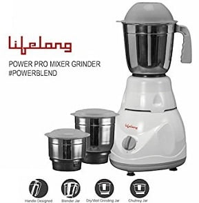 Lifelong Power Pro 500-Watt Mixer Grinder with 3 Jars for Rs.1239 – Amazon