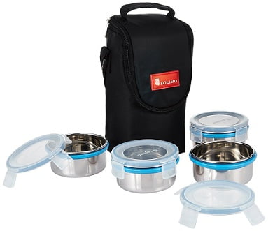 Solimo Stainless Steel Lunch Box 4 Pieces