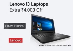 Lenovo Core i3 6th Gen – (4 GB/500 GB HDD/DOS /15.6″) Ideapad 110 Notebook for Rs.20990 – Flipkart