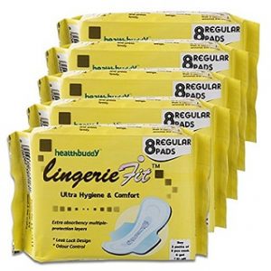 Healthbuddy Lingerie Fit sanitary pad regular- 5 Packs of 8 pcs