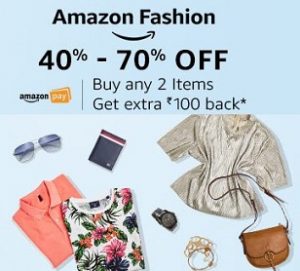 Amazon Fashion Sale: Shop 2 or more products using any transaction method to get Rs.100 Cashback