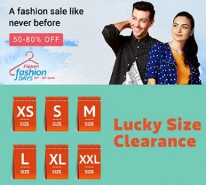 Lucky Size Clearance on Fashion Styles: upto 70% off + Extra 10% with HDFC Cards or 20% Cashback with PhonePe – Flipkart