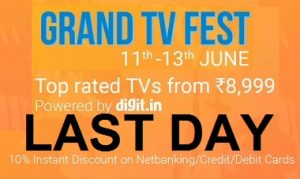 Flipkart Grand TV Festival: Extra Discount offer upto Rs.60000 + 10% instant discount on Pre-paid Orders