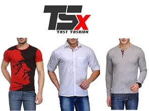 TSX Men’s Clothing – Flat 70% Off starts from Rs.129 @ Amazon