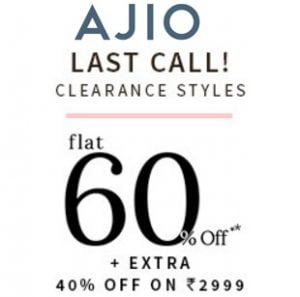 Clothing, Footwear, Accessories – Flat 60% off + Extra 40% off @ AJIO