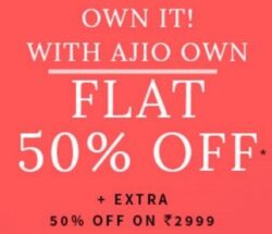 AJIO Clothing, Footwear & Accessories – Flat 50% off + Extra 50% off