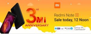 Mi Anniversary Sale: Get 5% Cashback on Redmi Note 4 @ Flipkart (Valid on 20th & 21st July)