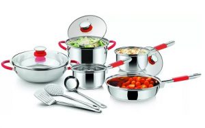 Ideale Italian Passion Steel Cookware Kadhai, Pan, Pot Set (Stainless Steel, 11 Piece) worth Rs.3765 for Rs.1869 – Flipkart