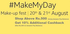Makeup Festival: Shop for Min Rs.500 Beauty Products & Get 10% cashback @ Amazon