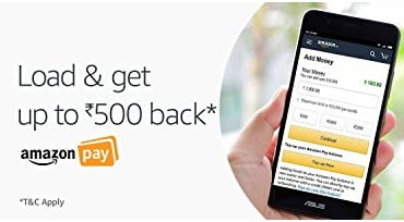 Add Minimum Rs. 500 Balance & Get 10% Cashback as Amazon Pay Balance (Max Cashback Rs.500) valid till 24th Sep’17