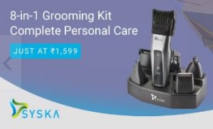 Syska HT3052K Cordless 8 in 1 Grooming Kit worth Rs.2599 for Rs.1599 – Flipkart (2 Yrs Warranty)