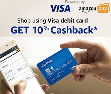 Get 10% Cashback on First Pre-paid Order using VISA Debit Card – Amazon