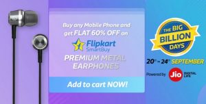 Buy any Mobile Phone & Get Flipkart SmartBuy Wired Metal Headset worth Rs.875 for Rs.350 (Flat 60% off) – Flipkart