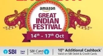 Amazon Great Indian Festival Sale: 40% off on Mobiles, 70% on Electronics, Fashions, Home & Kitchen + 10% Cashback with SBI Cards