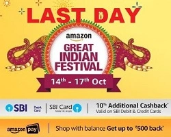 Amazon Great Indian Festival Sale: 40% off on Mobiles, 70% on Electronics, Fashions, Home & Kitchen + 10% Cashback with SBI Cards