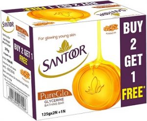 Santoor PureGlo Glycerine Soap (125g x 3) worth Rs.189 for Rs.126 – Amazon