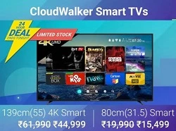 CloudWalker Cloud SMART LED TV – Up to 27% off + 10% Extra off with HDFC Debit / Credit Card