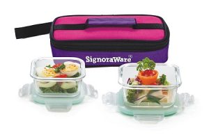 Signoraware Midday Square Glass Lunch Box Set 320ml Set of 2
