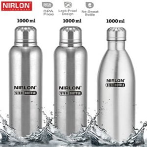 Nirlon Stainless Steel Water Bottle (1 Litre x 3)